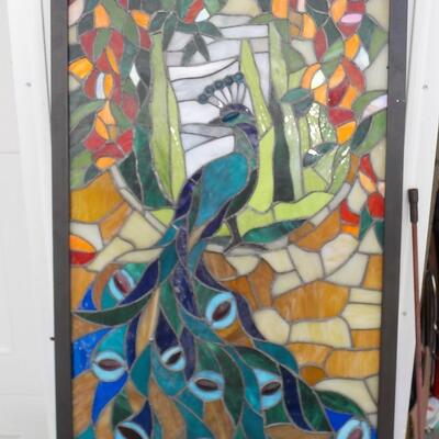 Stunning Stain glass Peacock 26 x 36.