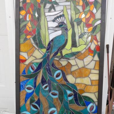 Stunning Stain glass Peacock 26 x 36.