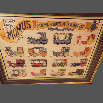 1992 Knights of Momus Official Framed Parade Print - Momus Goes A-Trappin