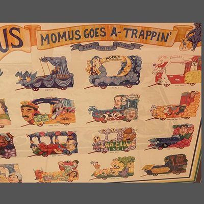 1992 Knights of Momus Official Framed Parade Print - Momus Goes A-Trappin