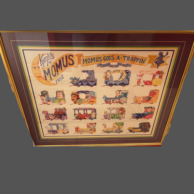 1992 Knights of Momus Official Framed Parade Print - Momus Goes A-Trappin