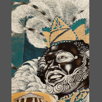 1998 Original Krewe of Zulu Print - King Zulu - Signed and Numbered