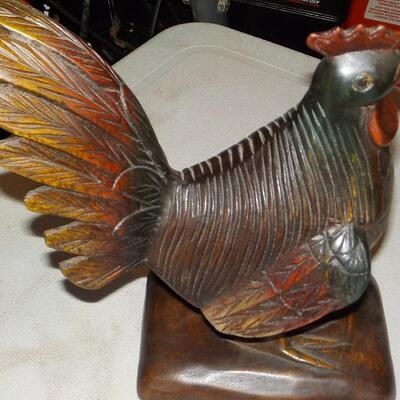 Hand Carved Wooden Rooster..
