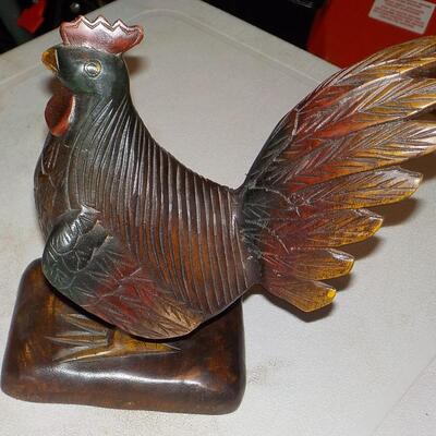 Hand Carved Wooden Rooster..