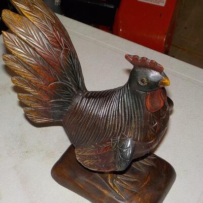 Hand Carved Wooden Rooster..