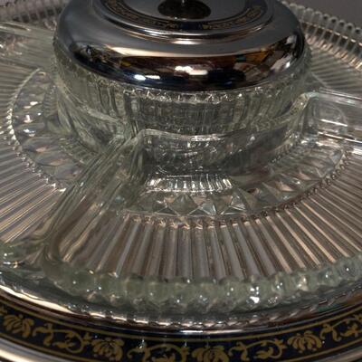 Kromex Serving tray / Chrome and glass