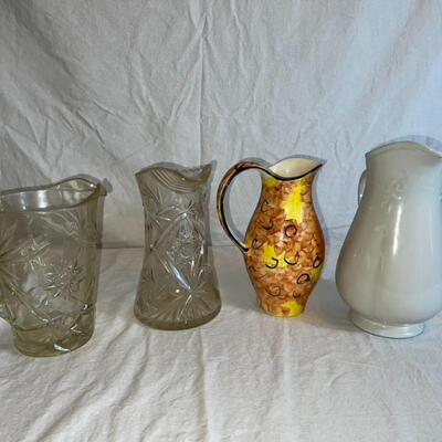 Lot of Glass and Ceramic Pitchers