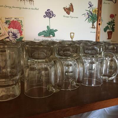 15 Glass Mugs 5" tall