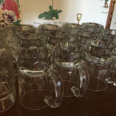 15 Glass Mugs 5" tall