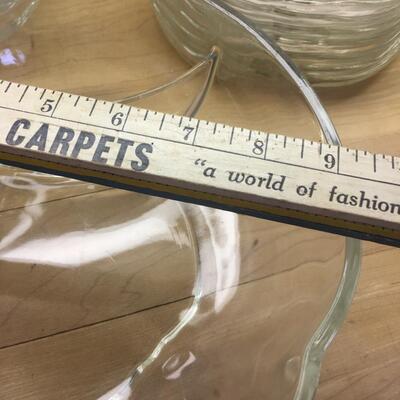 Glass apple dish set, one serving bowl and 7 small bowls and 8 plates