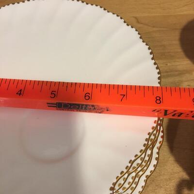 Gladstone Bone china, 8 Teacups and matching lunch plates "Old Grecian Flute"