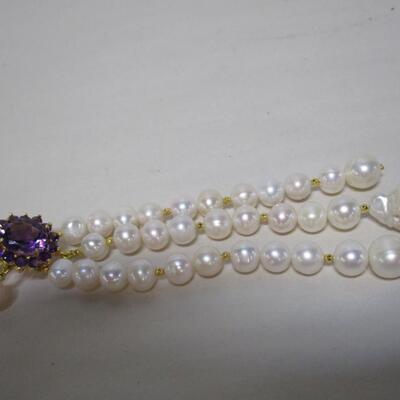 Sterling Fresh Water Pearls Amethyst Necklace