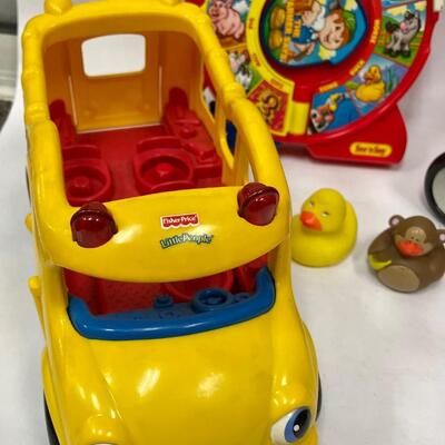 Vintage Preschool Toy Lot, School Bus, See 'n Say, Train Engine Rubber Duckies