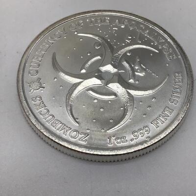 1. Oz .999 Fine silver Genuine. Zombucks apocalypse Collection  Coin