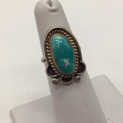 Vintage Marked Sterling and Turquoise Ring