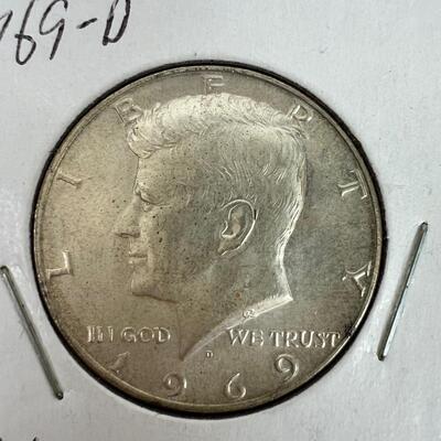644  Rare 1644 Proof Kennedy Half Dollar w/Accented Hair/ 1969-D Kennedy Half Dollar/ 1976-S Proof Bicentennial 40% Silver