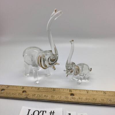Lot 12 - Pair Handblown glass elephants
