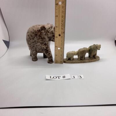 Lot 13 - Carved Stone Elephant Figurines