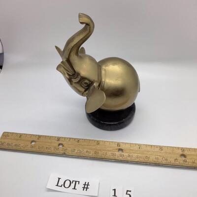 Lot 15 - MCM brass elephant on marble base