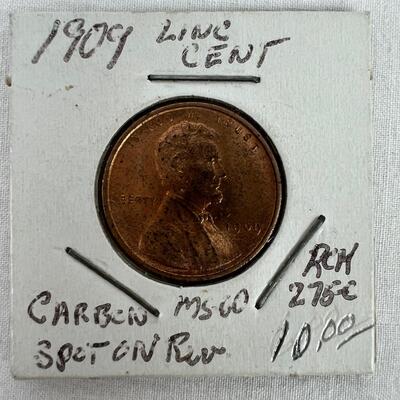 658  1909 Lincoln Wheat Penny MS-60 RCM275-C w/ Carbon Spot
