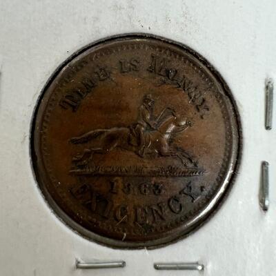 659  1863 Civil War Time Business Token Hussy's Special Message Post. 50 William St New York