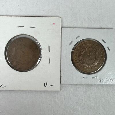 662 TWO 1865 2-Cent Piece RCM441 VG Condition