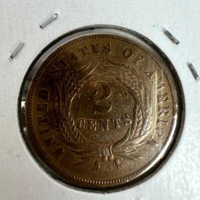 662 TWO 1865 2-Cent Piece RCM441 VG Condition