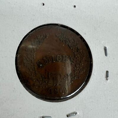 664  Civil War Time 1863 Smicks Neptune House Atlantic City Jersey Boardwalk Hotel Coin