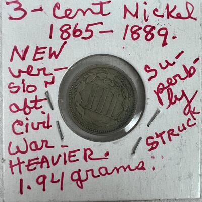 666  Rare 1867 3-Cent Nickel Superbly Struck 1.95 Grams