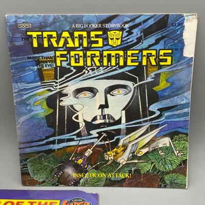 Lot of 4 Vintage 1980s Kids Story Books X-Men Gobots Transformers