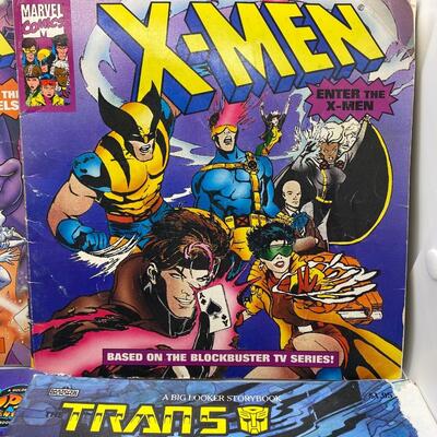 Lot of 4 Vintage 1980s Kids Story Books X-Men Gobots Transformers