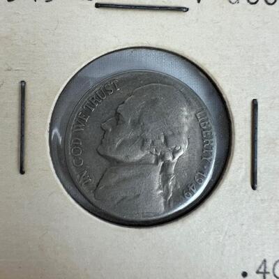 671  1936 Buffalo Nickel Good Condition/ 1949-S Nickel VG Condition/ 1905 Indian Head Cent/ 1962-D Frank Half Dollar & 