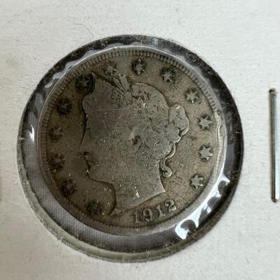 672  1903 Indian Head Penny/ 1912 Liberty Head 5-Cents/ 1936,1937 Buffalo Nickels & 1938-D Jefferson Fine Dime