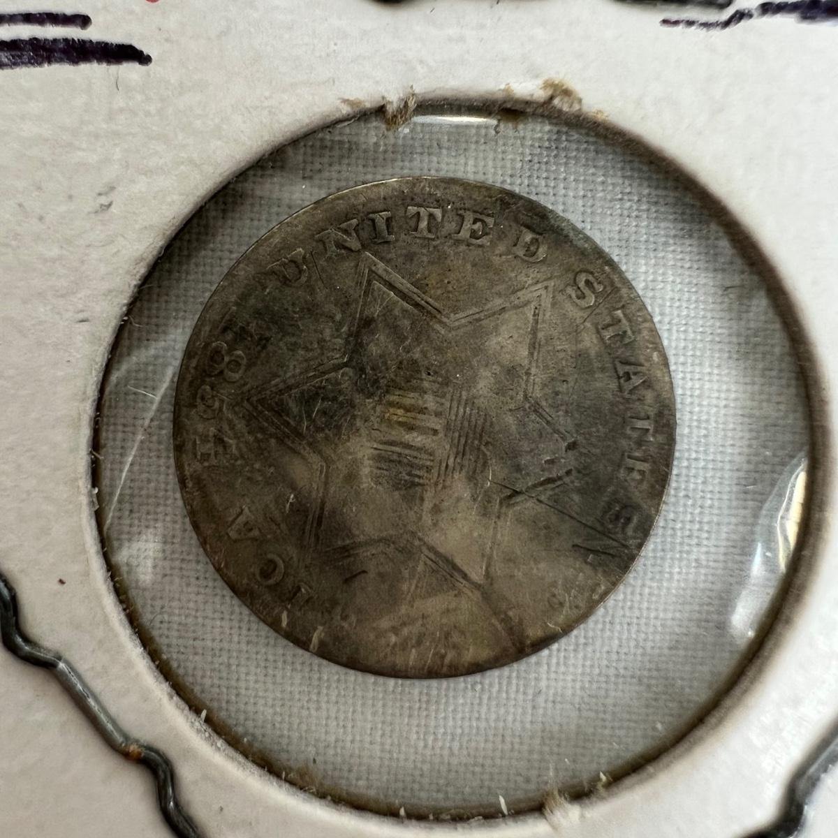 674 1854 3Cent U.S. Silver Coin VG & 1864 2Cent U.S. Coin VG8