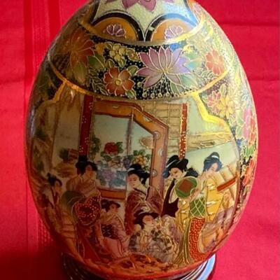 Chinese Satsuma Style Pottery Egg