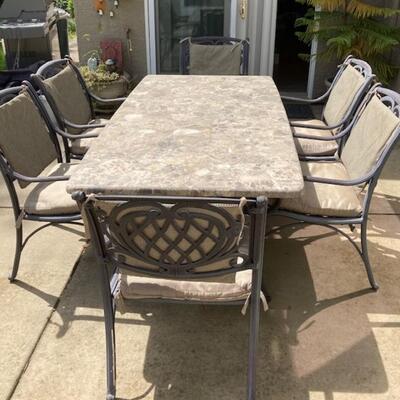Slate Top Patio Table With Six Chairs