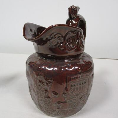 Antique Pottery Majolica Brown Horse Pitcher