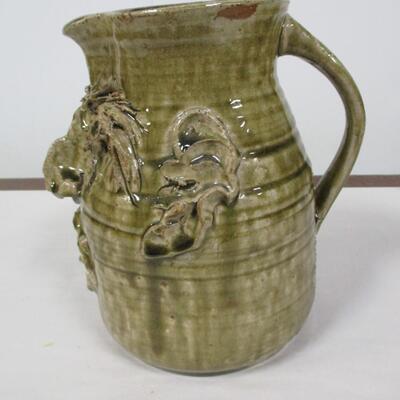 Hand Thrown Pottery Face Jug Pitcher Signed by Artist McClennan Hollytree, AL