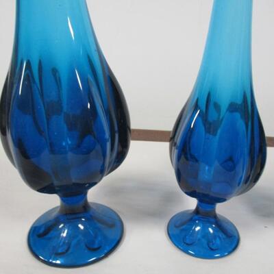 Viking Art Epic Glass Footed Blue Vases