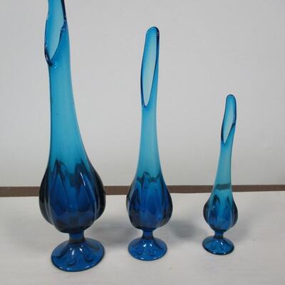 Viking Art Epic Glass Footed Blue Vases