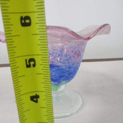 Art Glass Footed Ruffled Candy Dish