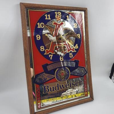 VINTAGE BUDWEISER MIRRORED CLOCK