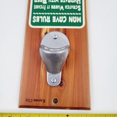 MAN CAVE RULES WALL MOUNTED BOTTLE OPENER