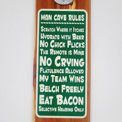MAN CAVE RULES WALL MOUNTED BOTTLE OPENER