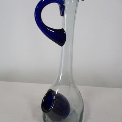 Hand Made Pitcher With Ice Chamber Blown Glass Art