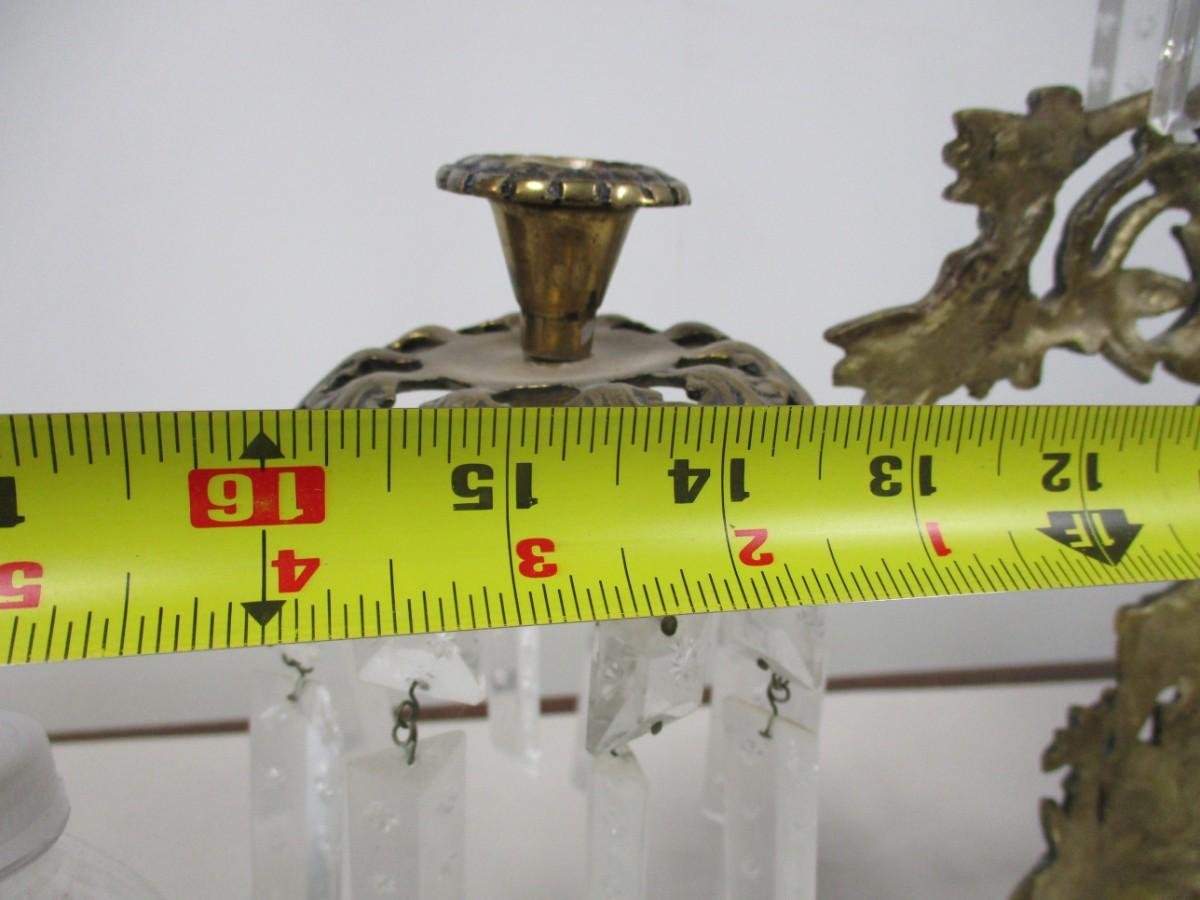 Brass Candle Holder With Crystal Prisms