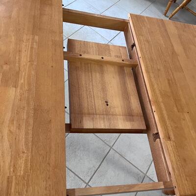 Butcher Block Style Table With Butterfly Leaf & Four (4) Chairs