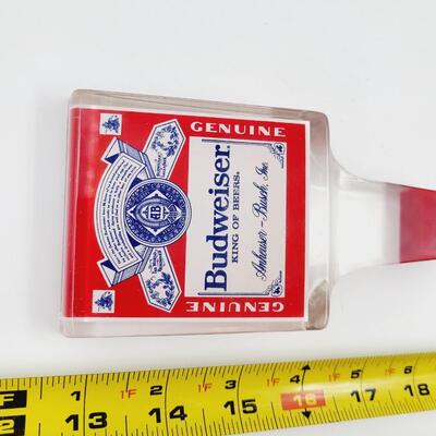 BUDWEISER CLEAR FLAT BEER TAP HANDLE