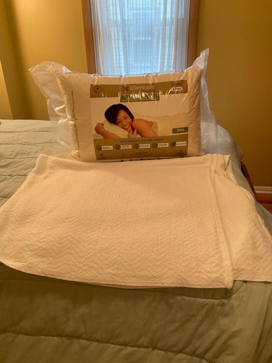 Jumbo firm 2 pack pillow NIB and blanket