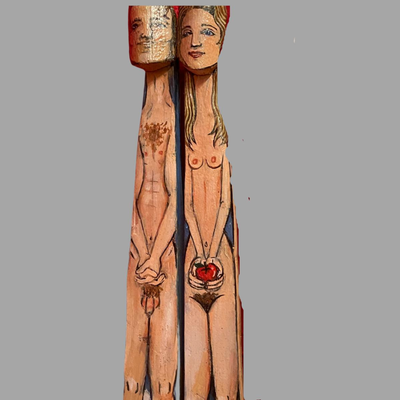 Al Benkin Erotic Wood Adam and Eve Piece - 23"